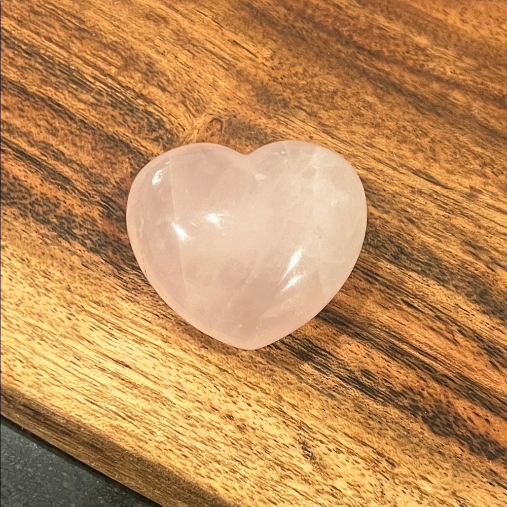 Rose Quartz Puffy Heart Carved Natural Crystal Gemstone